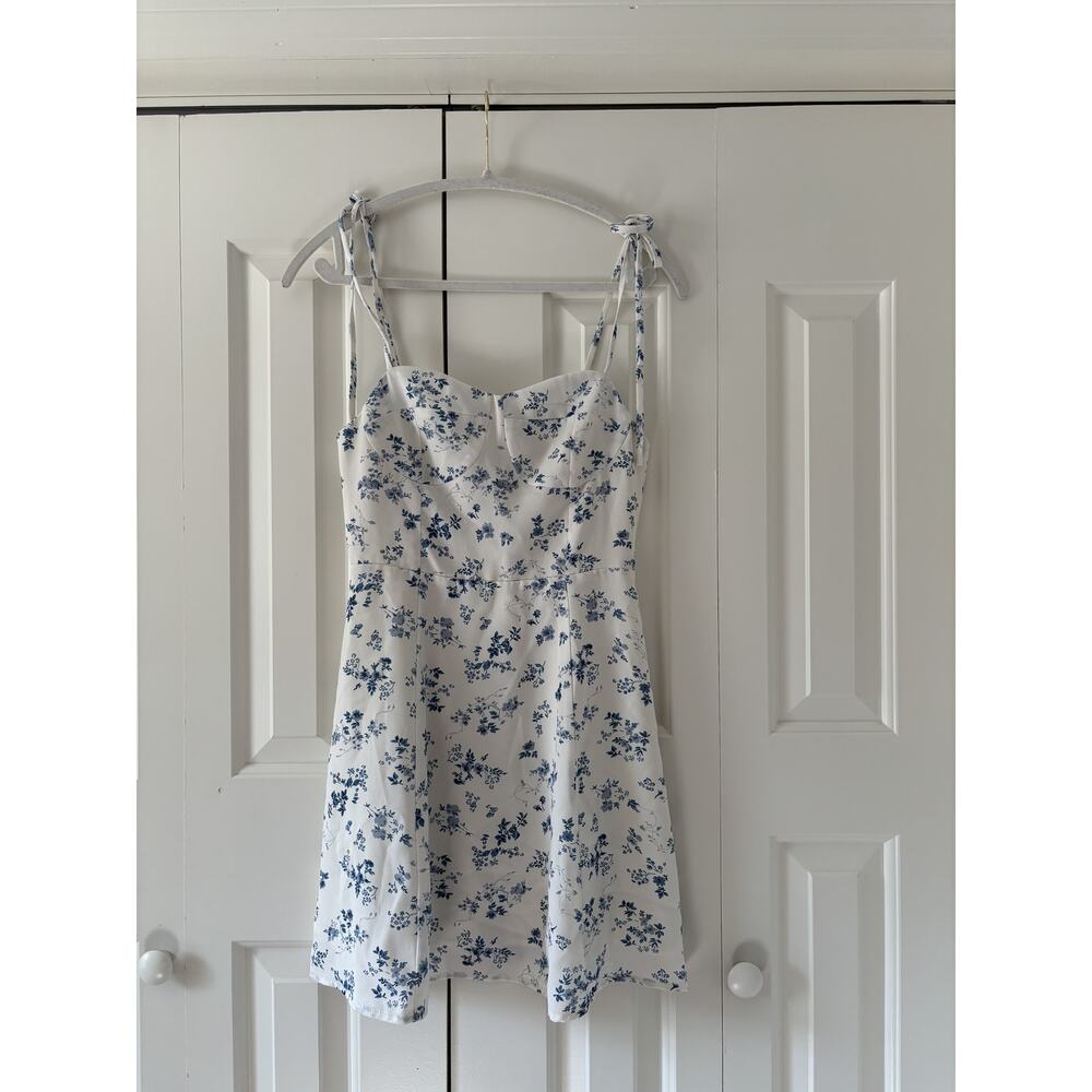 J.ING White Blue Floral Mini Dress Size S - Picture 2 of 9